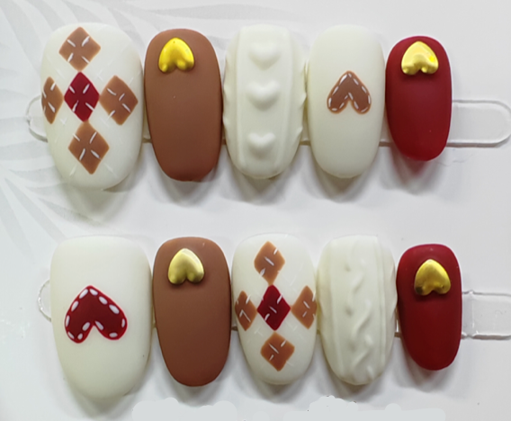 Set of decorative nail art designs on a white background